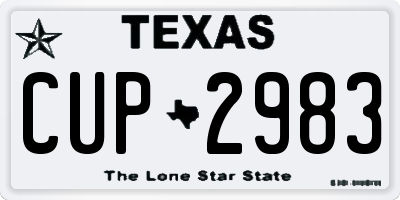 TX license plate CUP2983