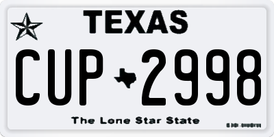 TX license plate CUP2998