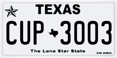 TX license plate CUP3003