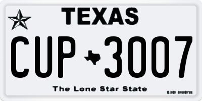 TX license plate CUP3007