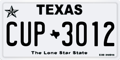 TX license plate CUP3012