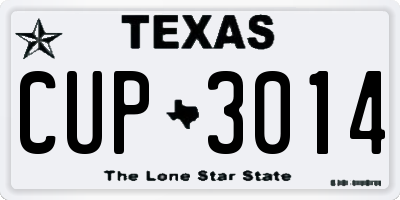 TX license plate CUP3014