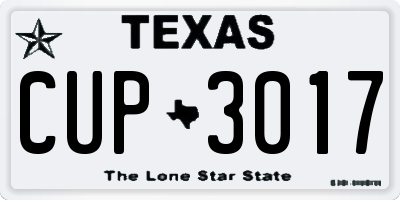 TX license plate CUP3017