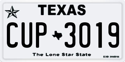 TX license plate CUP3019