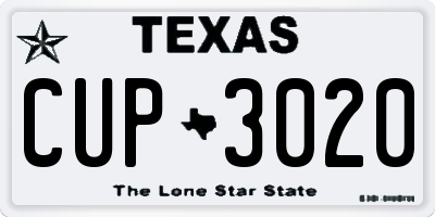 TX license plate CUP3020