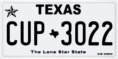 TX license plate CUP3022