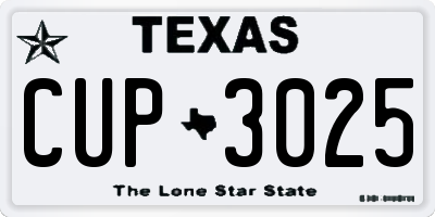 TX license plate CUP3025