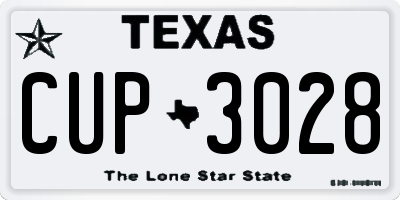 TX license plate CUP3028