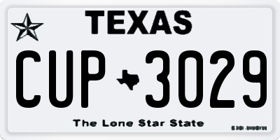 TX license plate CUP3029