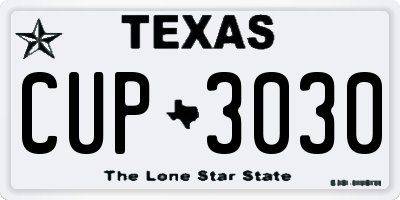 TX license plate CUP3030