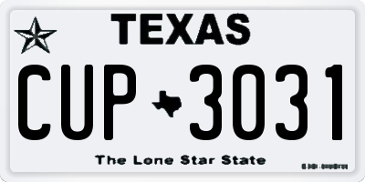 TX license plate CUP3031