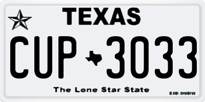 TX license plate CUP3033