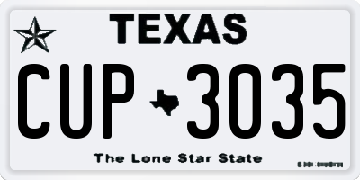 TX license plate CUP3035