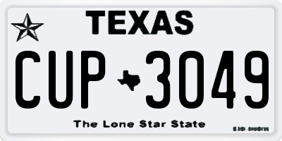 TX license plate CUP3049