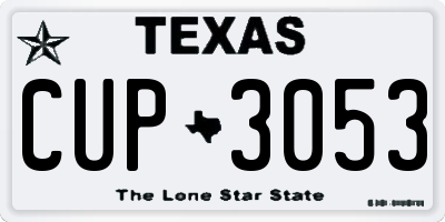 TX license plate CUP3053