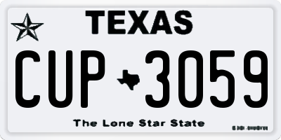 TX license plate CUP3059