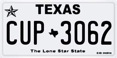 TX license plate CUP3062