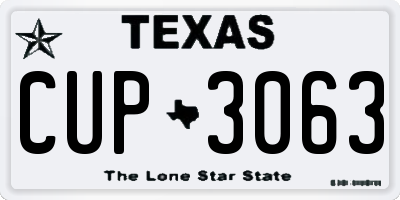 TX license plate CUP3063