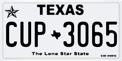 TX license plate CUP3065