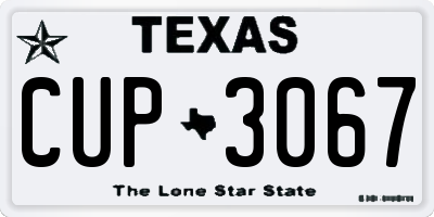 TX license plate CUP3067