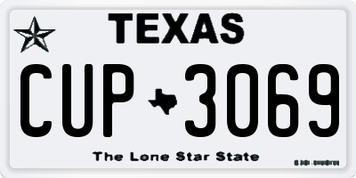 TX license plate CUP3069