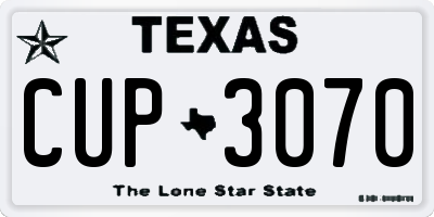 TX license plate CUP3070