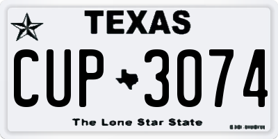 TX license plate CUP3074