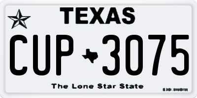 TX license plate CUP3075