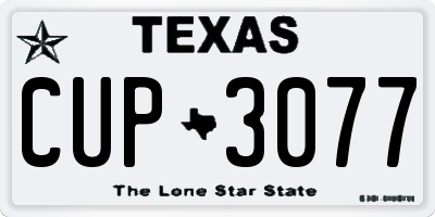 TX license plate CUP3077