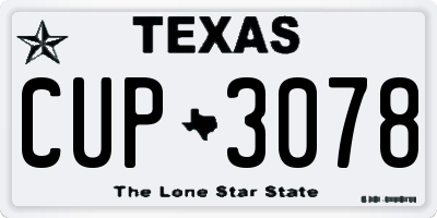 TX license plate CUP3078