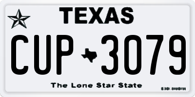 TX license plate CUP3079