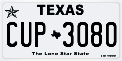 TX license plate CUP3080