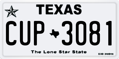 TX license plate CUP3081