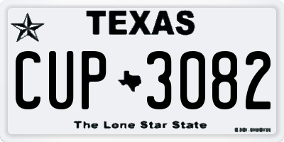 TX license plate CUP3082