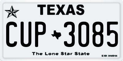 TX license plate CUP3085