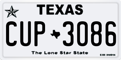 TX license plate CUP3086