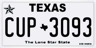 TX license plate CUP3093