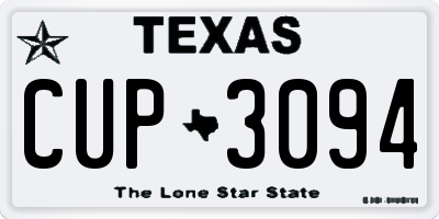TX license plate CUP3094