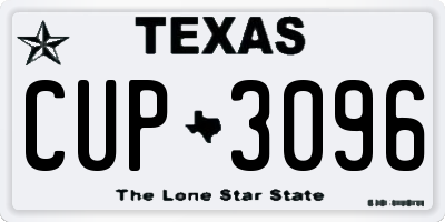 TX license plate CUP3096