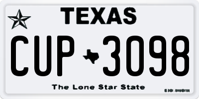 TX license plate CUP3098