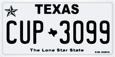 TX license plate CUP3099
