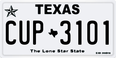 TX license plate CUP3101