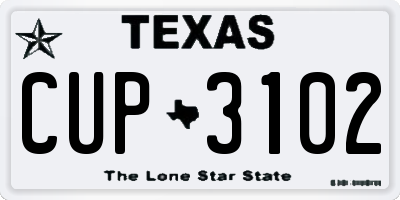 TX license plate CUP3102