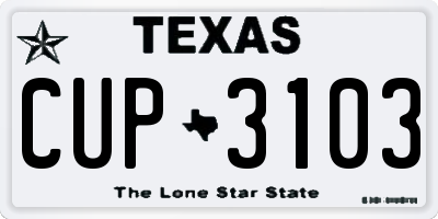 TX license plate CUP3103