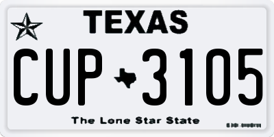 TX license plate CUP3105