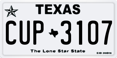 TX license plate CUP3107
