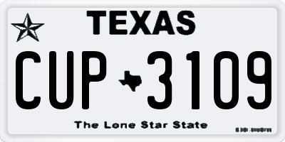 TX license plate CUP3109