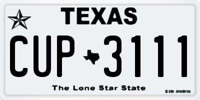 TX license plate CUP3111
