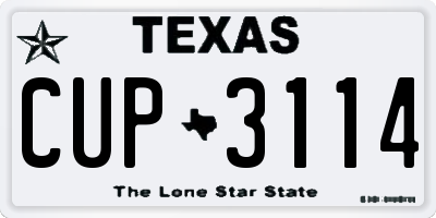TX license plate CUP3114