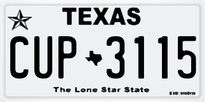 TX license plate CUP3115